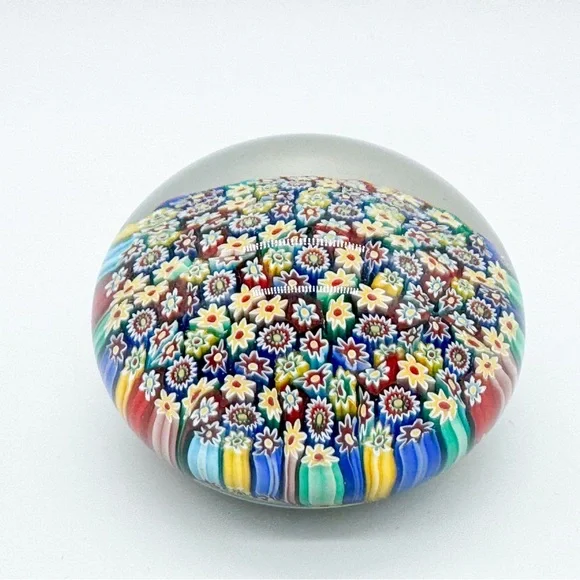 Murano Millefiori Paperweight  Vintage Art Glass Italy Sticker Paper Weight - Picture 4 of 14